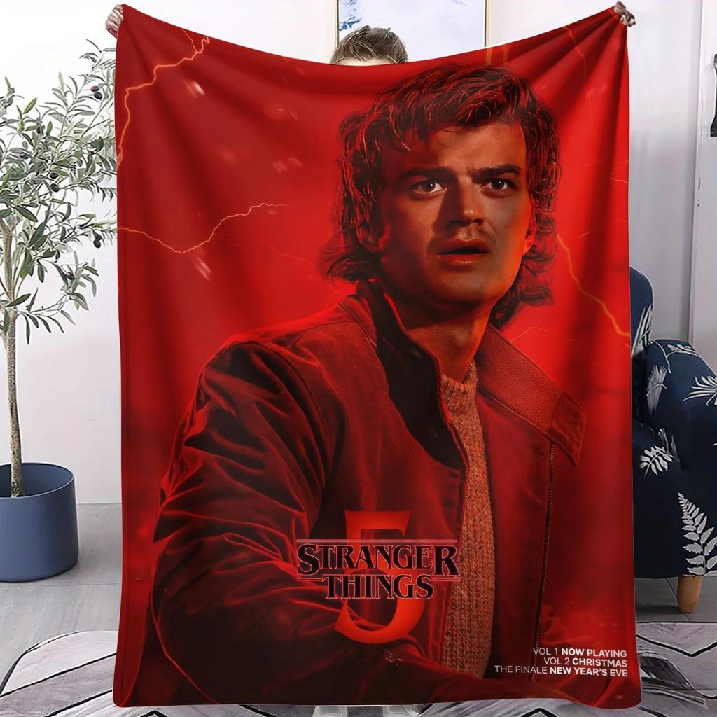 S-Stranger T-Things Pattern Blanket Hot Horror TV Series Soft Warm Plush Throw Sofa Bed Cover Portable Lightweight Nap Blanket