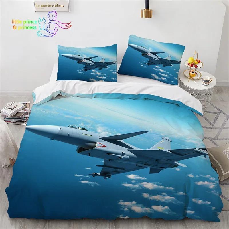 Flugzeug 3D-Druck Fliegendes Flugzeug Bequeme Bettdecke Bettbezug Kissenbezug Bettwäscheset Kinderzimmerdekoration Heimtextil