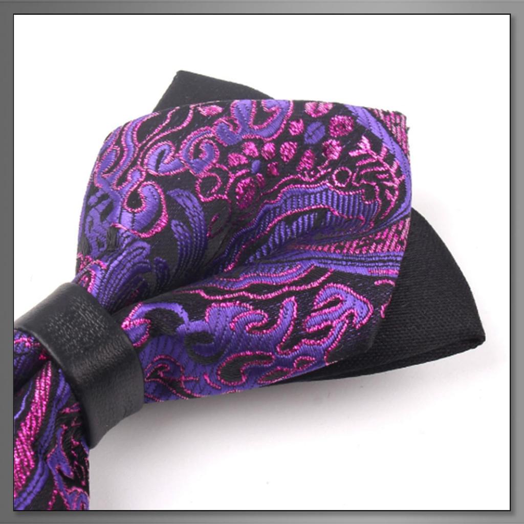 [Buzz Selection] Jacquard Double Bow Tie, Suitable for Weddings, Business, Stylish, Unique, Glossy, Elegant, Men's AC531 (Silver)