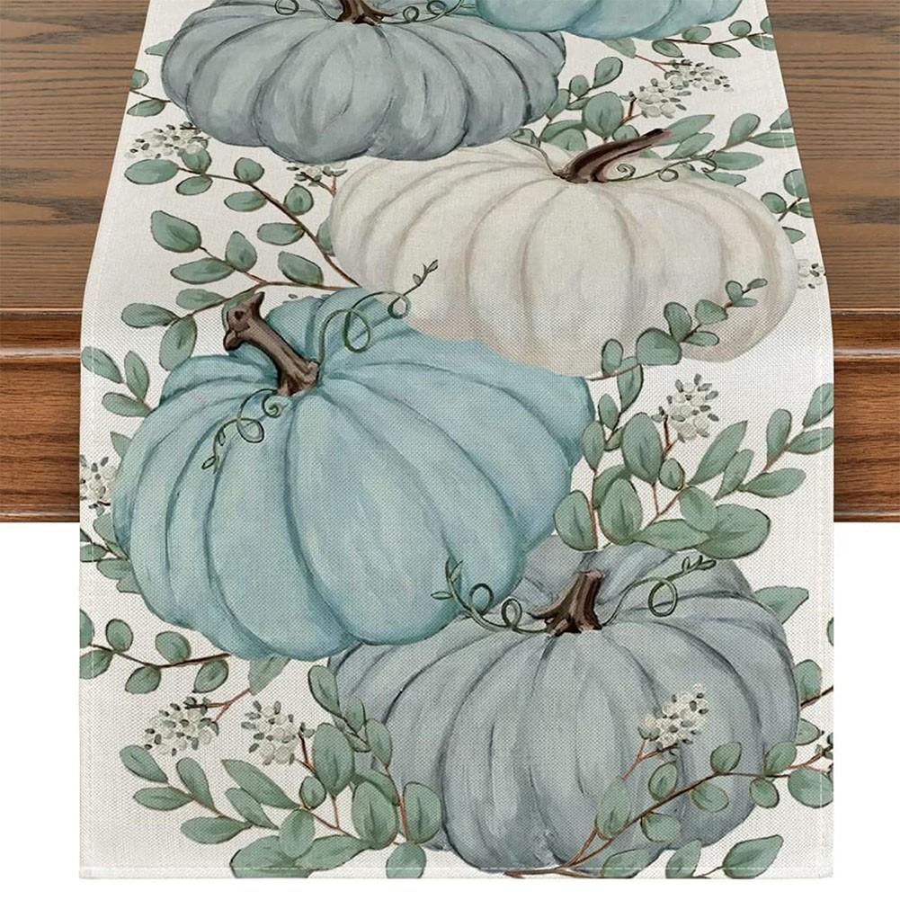 13*72IN Pumpkin Maple Leaf Print Table Runner Tablecloth Kitchen Table Décor