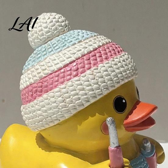 Home Office Desk Decor Duck Funny Figurine Small Resin Crocheting Statue Collectible