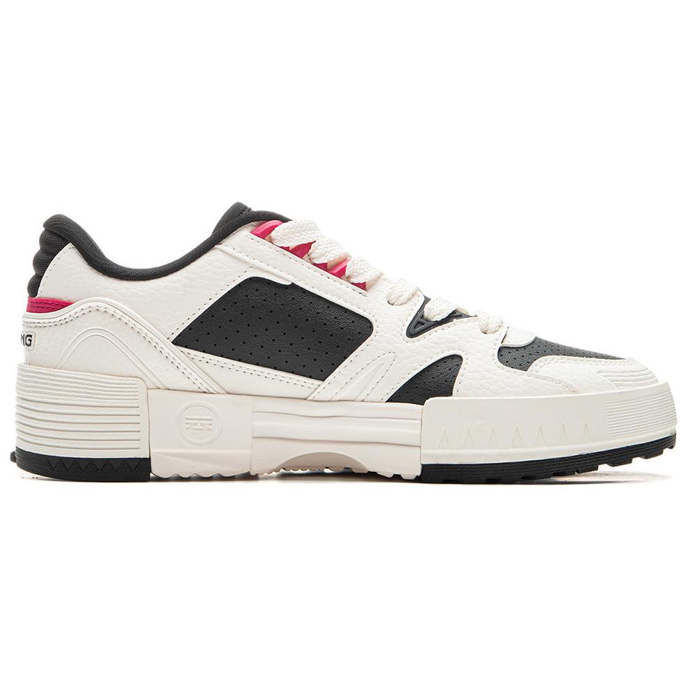 Li Ning Comfortable Versatile Thick Sole Height Increasing Non-Slip Shock Absorbing Wear-Resistant Low-Top Skate Shoes Women Sneaker AGCU368-2