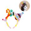 Colorful Pompoms Birthday Prom Dancer Headpiece for Special Event Decorative Twisted Rod Candle Headwear Photo Props