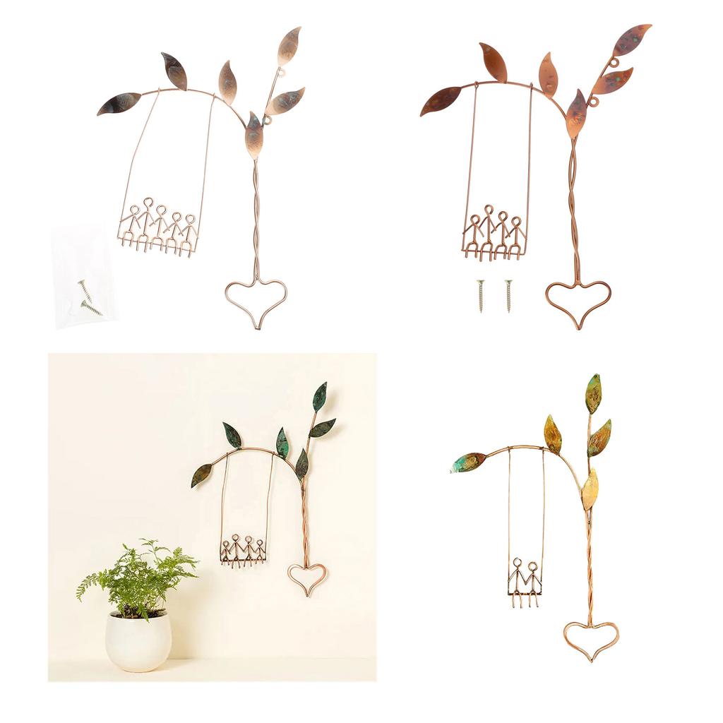 Rooted in Love Swing Sculpture Wall Decor Wall Hangings Metal Wall Art Couples on Swings Wall Hanging Decor for Home