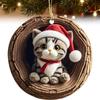 Cute Animal Christmas Ornament 2D Nimal Raccoon Owl Ornaments Car Bunny Decoration Squirrel Hedgehog Wildlife Bird Hanging E6U3