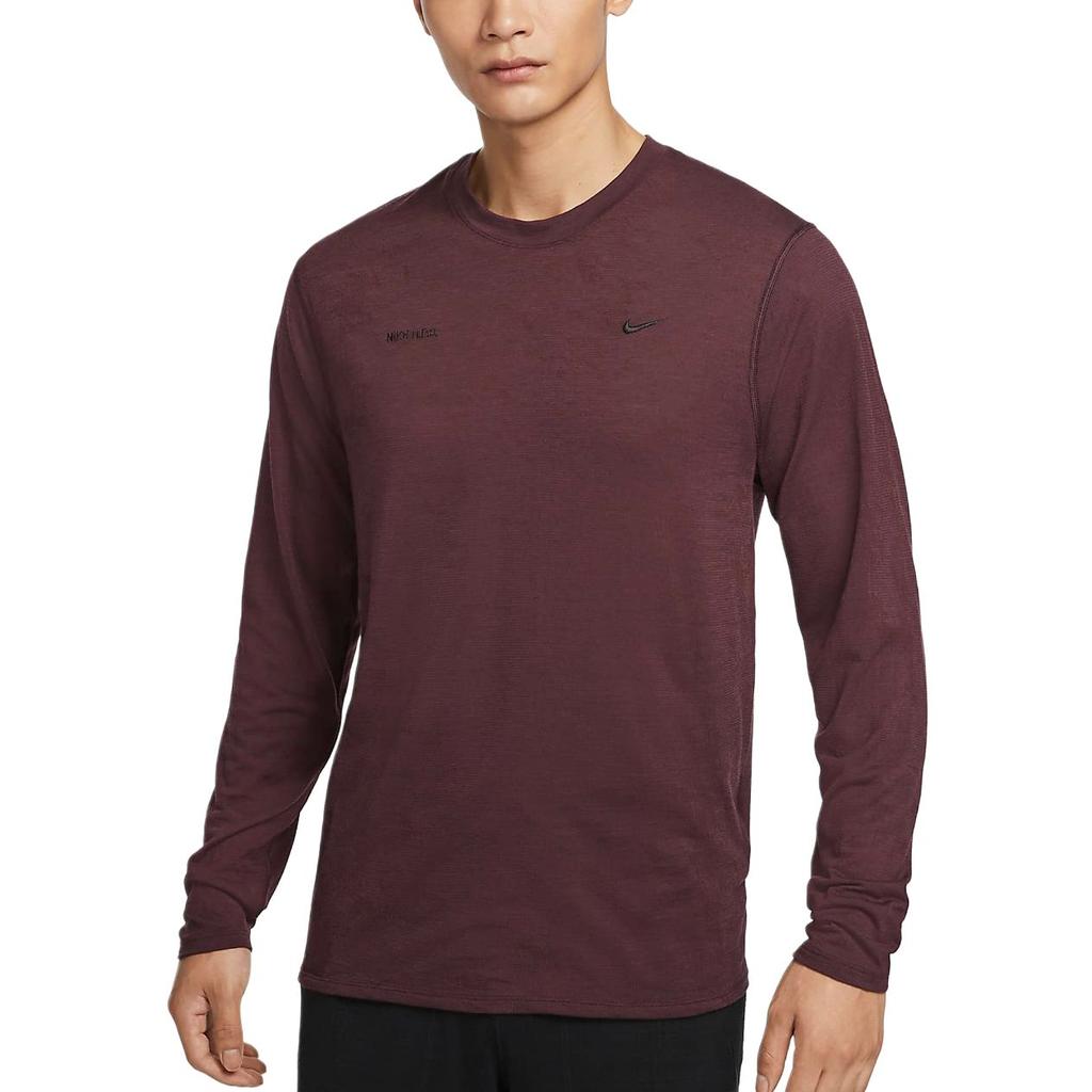 Nike Dri-FIT ADV Axis Performance System Solid Color Breathable Long Sleeve T-Shirt Men Tops Bright-Burgundy FZ0992652