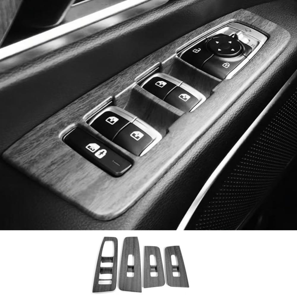 

4Pcs Matte Wood Grain Style Car Interior Window Switch Panel Cover Side Door Glass Lock Control Button Cover Compatible with Kia Telluride 2020-2025
