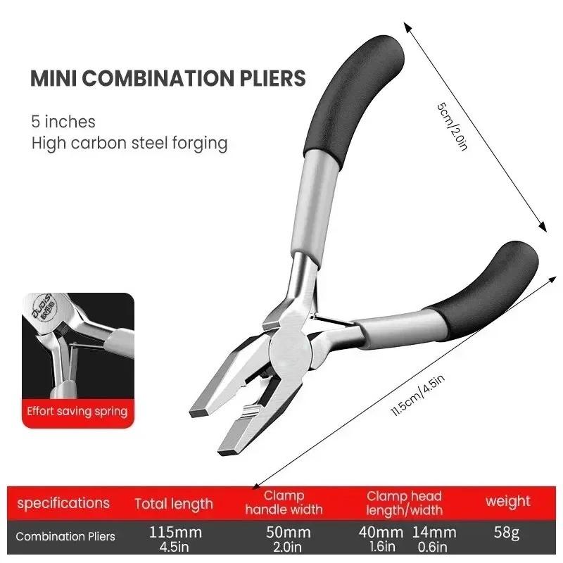 Mini Pointed Flat Mouth Extended Needle Nose Pliers Set with Oblique Tip for Wire Binding and Jewelry Making Tools