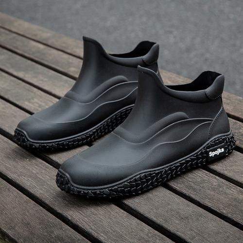 Men's Anti Slip And Waterproof Short Rain Boots, Rider Rubber Shoes, Kitchen And Outdoor Water Shoes