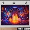 2D Colorful Headphones & Music Notes Photography Banner