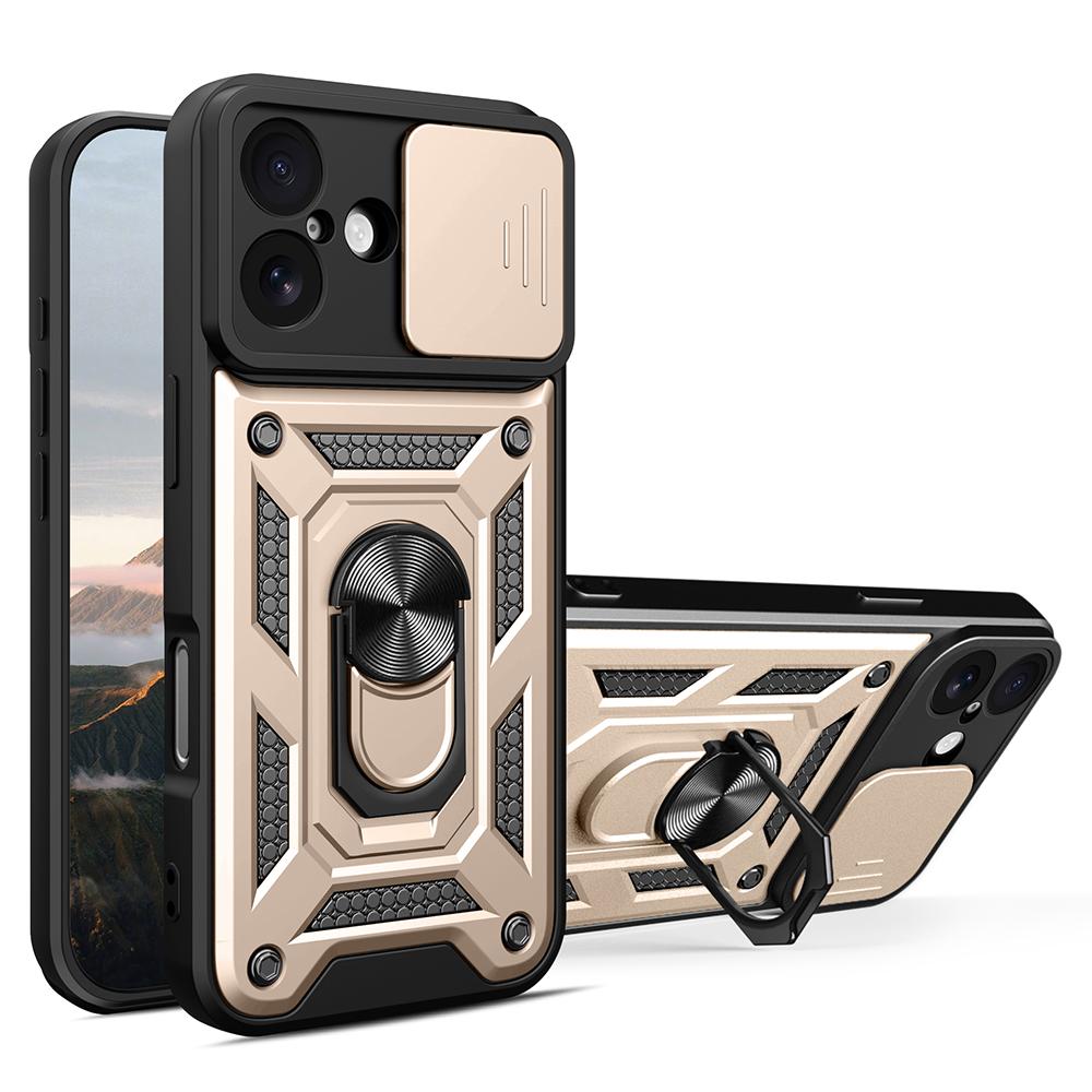 AMORUS For iPhone 17 Case Kickstand PC+TPU Phone Cover with Camera Lens Slider