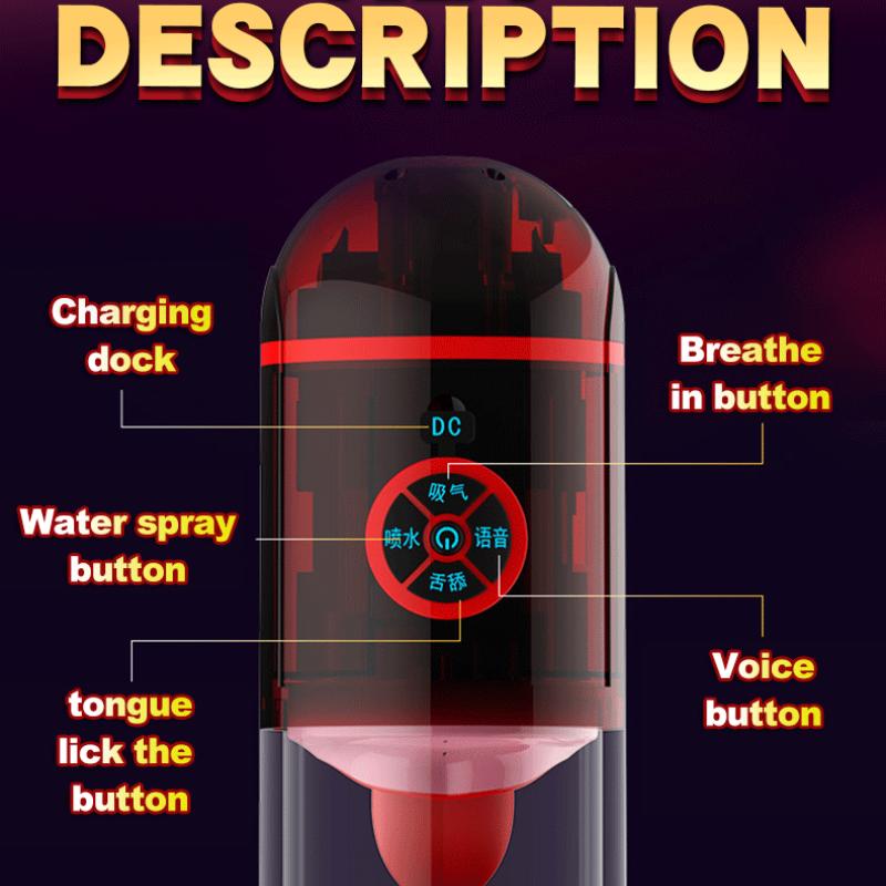 Sex Male Masturbator Deep Throat Penis Suck Massage Realistic Voice Vagina Licking Tongue Vibrator Masturbation Cup