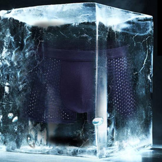 Sexy Men Mesh Hollow Solid Color Boxers U Convex Underwear Breathable Underpants