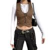 Punk Style Women's Dressy Waistcoat Racerback Vest Vintage U-shaped Neck Steampunk Jacquard Weskit Chic Design 2023