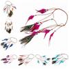 Intricate Beadwork Bohemian Tassel Headband Tribal Feather Hair Extensions  Themed Photoshoot Props