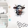 3D Cartoon Funny Cow Realistic Wall Stickers, Self-Adhesive Decor for Room Living Room Background Wall Decoration