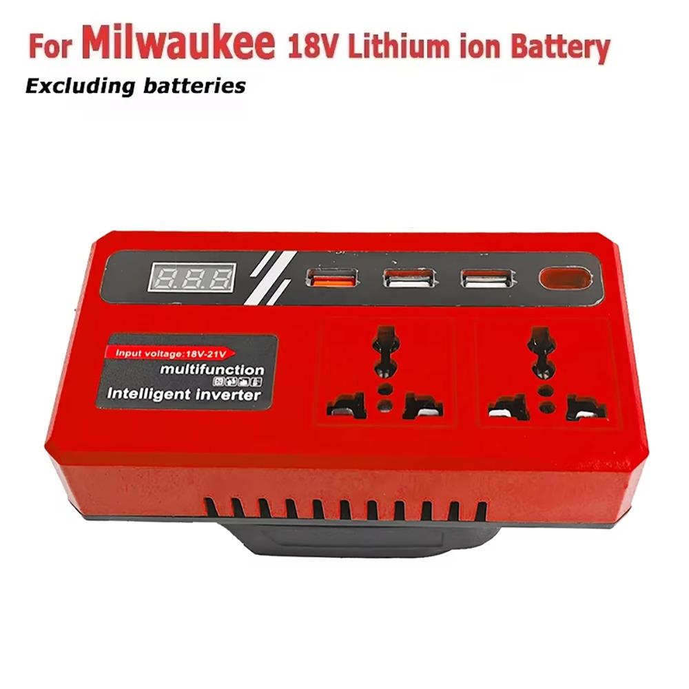 1Pcs 18v 20v To 220v Battery Inverter with 4 USB LED Multifunctional Smart Transformer Household Dual Plug