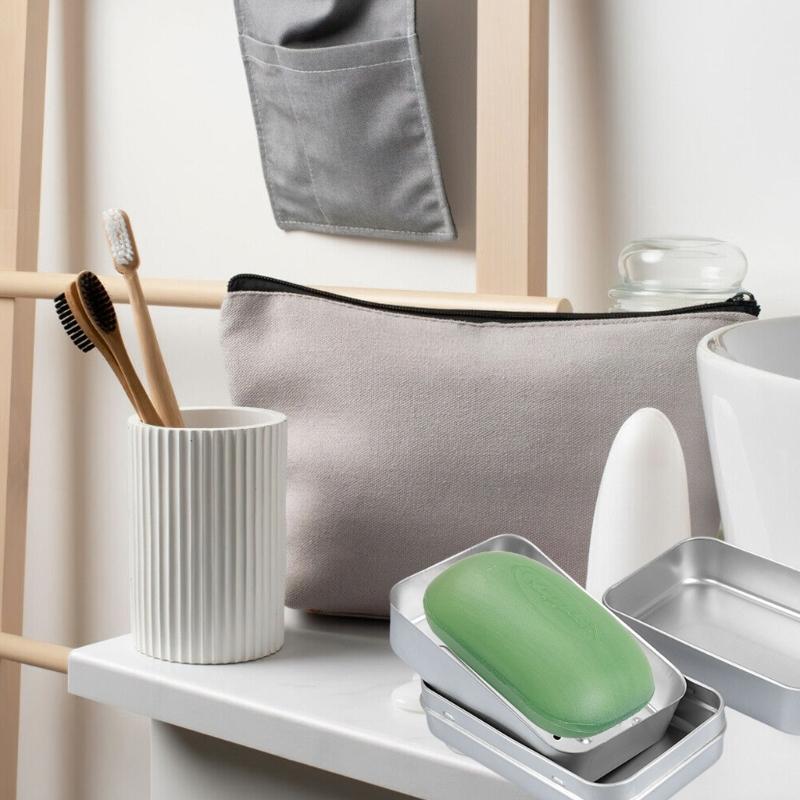 Aluminum Soap Box Travel Soap Dish with Drainages Layer, Waterproof and Rustproof Metal Soap Holder for Home Travel Use