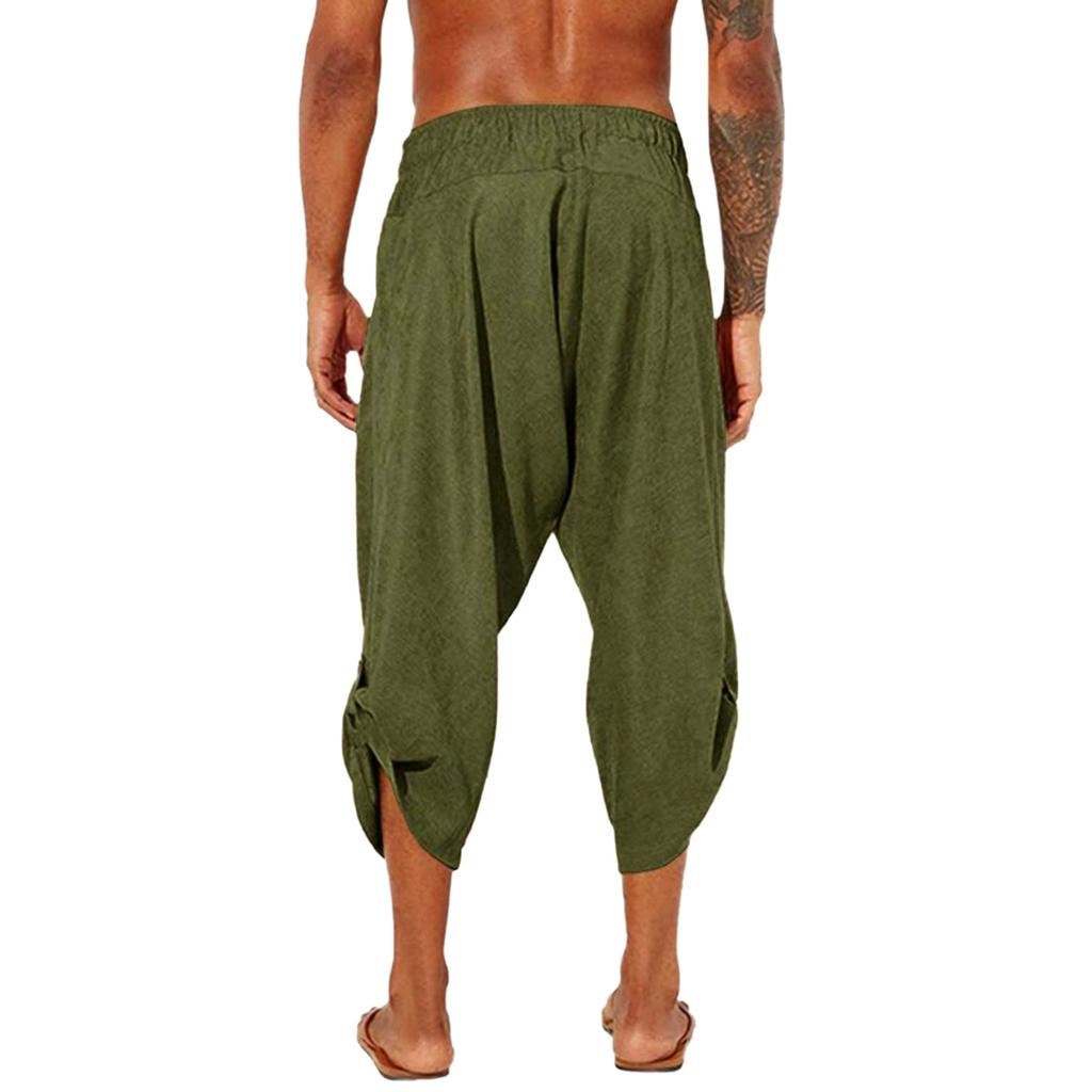 Linen Clothing For Men Easy Bodybuilding Motion Pants For Men Linen Pocket Color Cropped Trousers