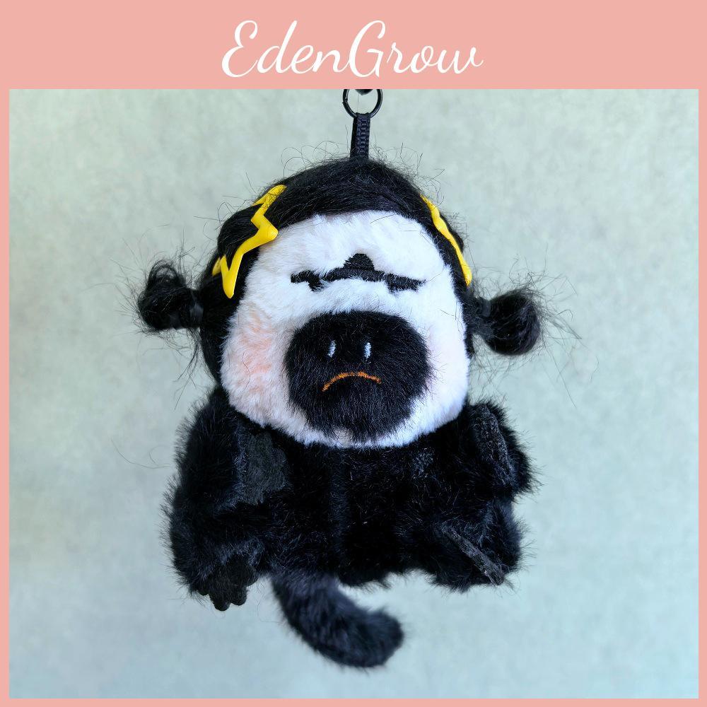 Cute White Ugly Monkey Plush Toy Fried Hair Backpack Pendant Key Chain Doll Gift