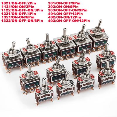 High Current Toggle Switch 2/3/4/6/8/9/12Pin Self Reset/Self-locking Switch Copper Pin 32A 250VAC Push Button Switch