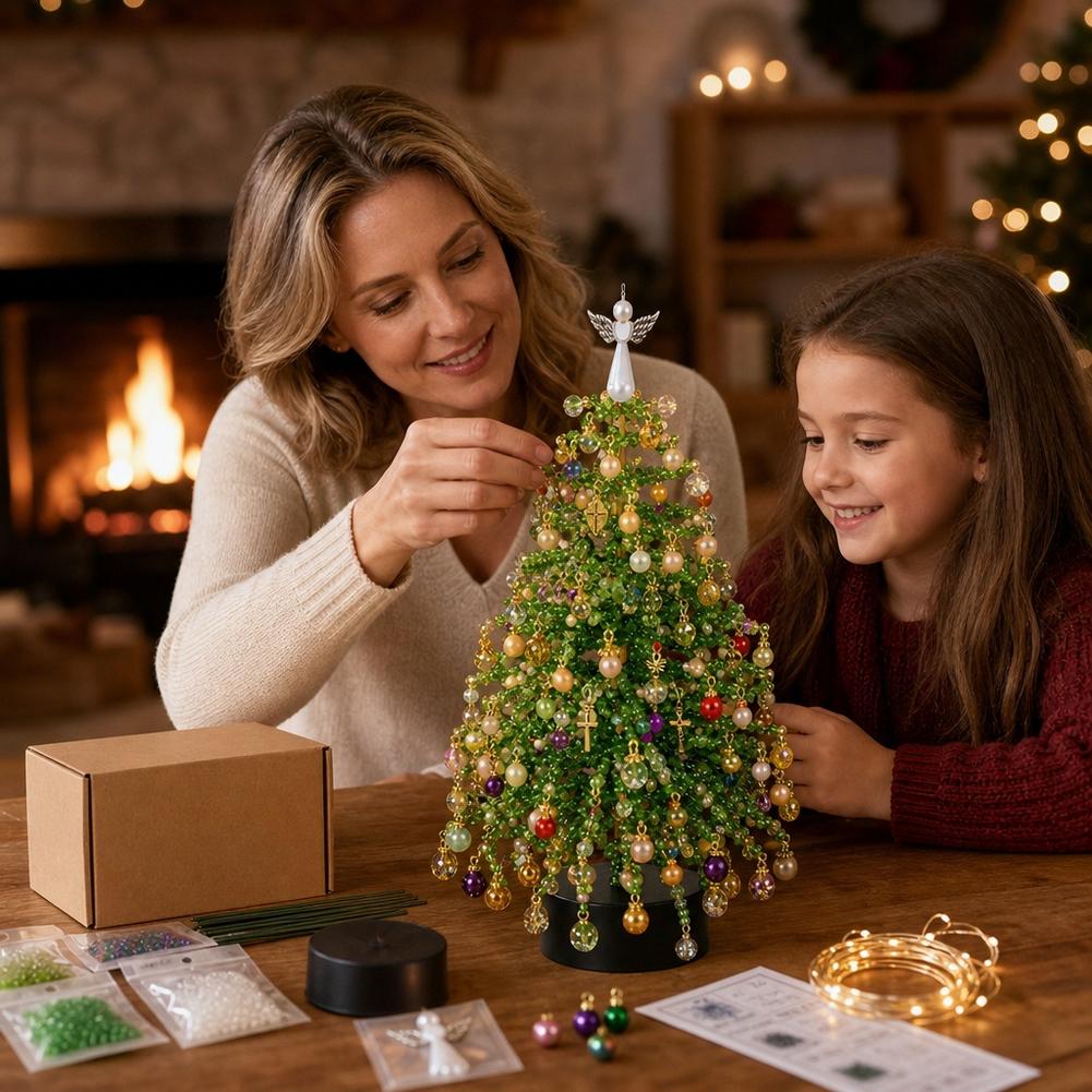 Handgefertigtes DIY Perlen-Weihnachtsbaum-Bastelset Mini Kristallperlen-Weihnachtsbaum Schreibtischdekoration Weihnachten DIY Bastelbedarf