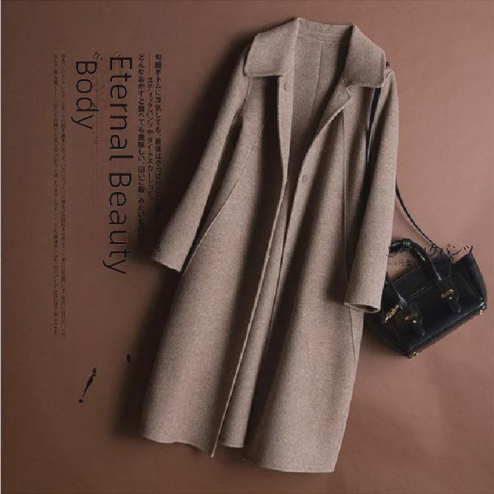 2023 Autumn/Winter Woolen Coat: Korean Hepburn Style, Women's Medium & Long, Loose Lapel Trench Coat