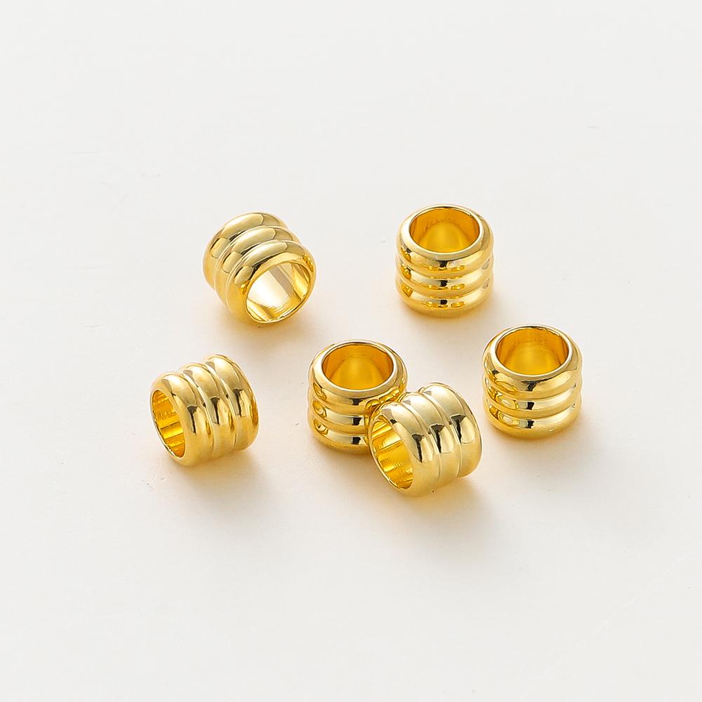20 30 50pcs/lot 14K 18K Gold Plated Cylinder Charm Metal Beads Loose Spacer Beads For Bracelet DIY Jewelry Making Accessories