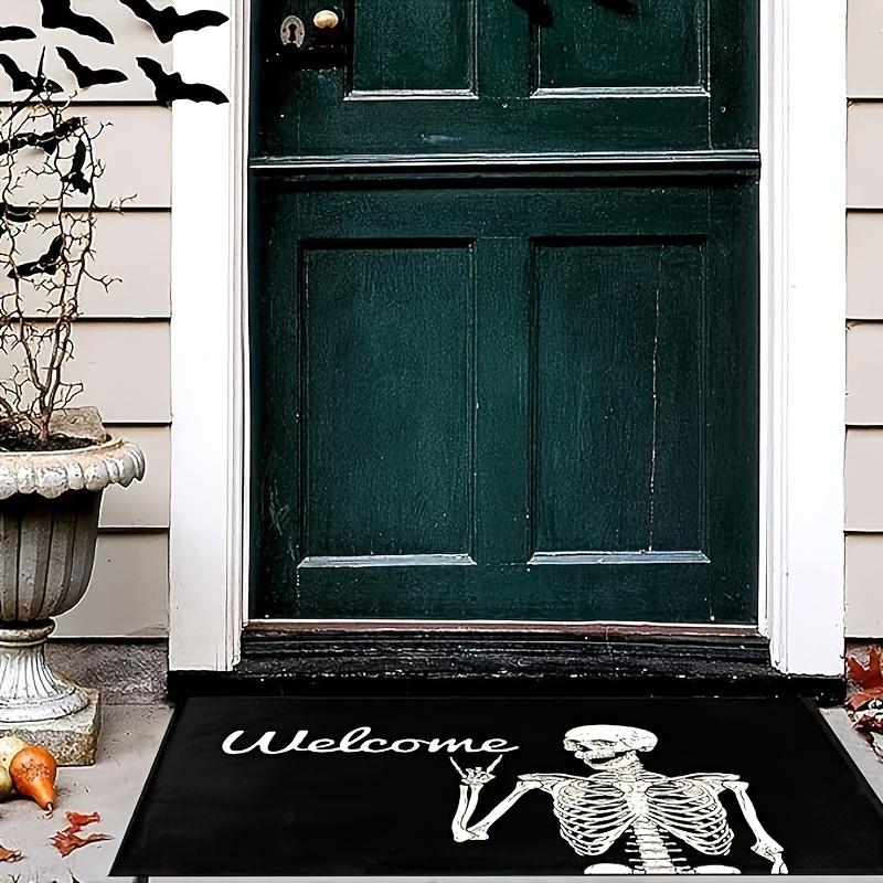Funny Skull Welcome! 20x31.5in Halloween Door Mat - Living Room Kitchen Floor Mat - Indoor Outdoor Festival Decor