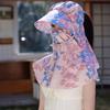 Printing Tea Picking Hat Sun Protection Neck Protection Hat Breathable Sunshade Shawl Cap  Fishing