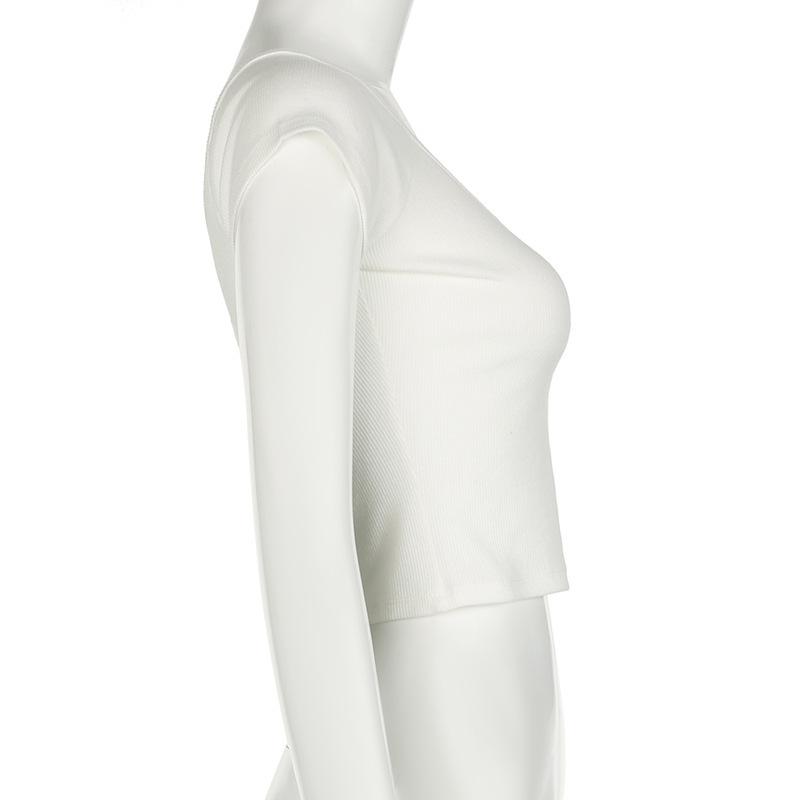 European and American Summer Retro U-neck Backless Slim Fit Short Top