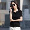 Summer Women's Stand-up Collar Lace Cotton Slim Thin Short-sleeved Versatile Temperament T-shirt