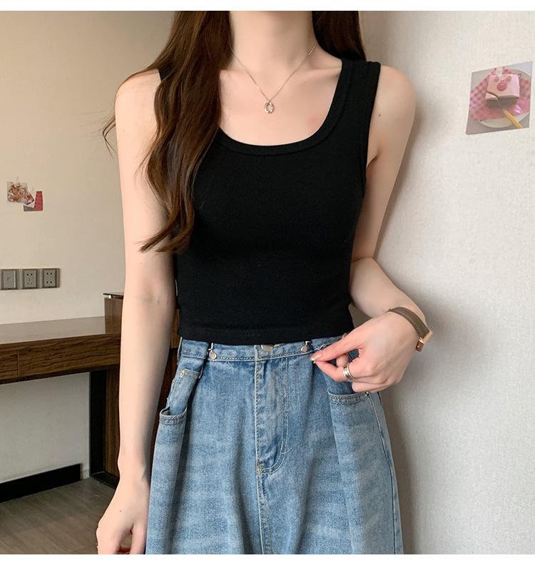 

Женский летний укороченный топ без рукавов в рубчик - Однотонный, прилегающего силуэта XL [130-150 lbs]