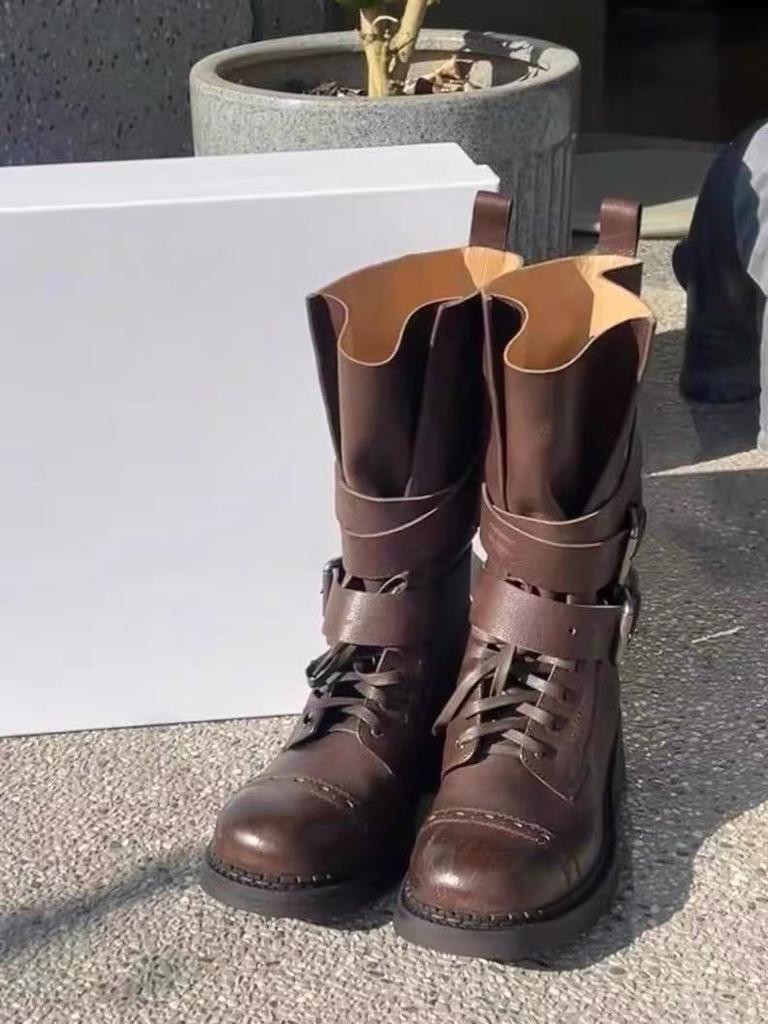 Retro Martin Boots Women's Summer New Thick Heel Belt Buckle Short Boots Locomotive Boots Versatile Single Boots Tide