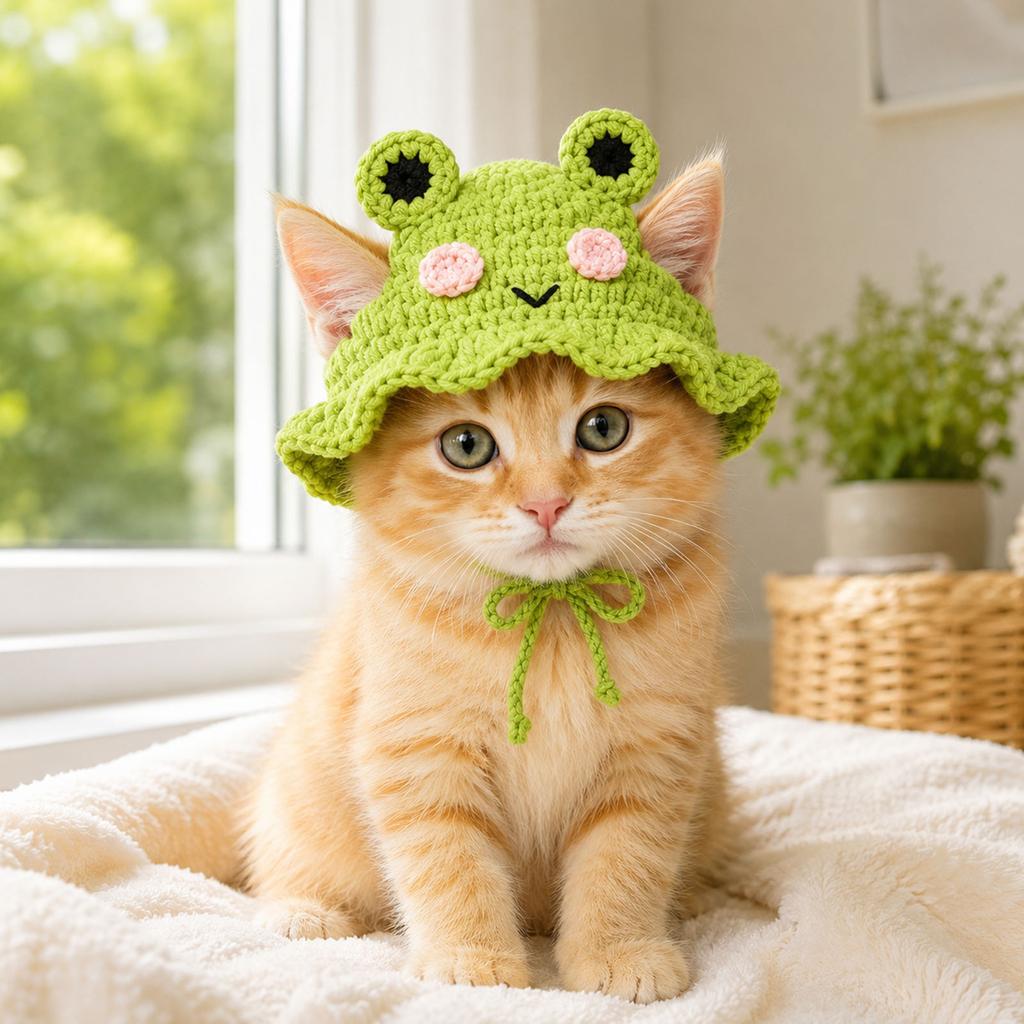 Crochet Hat for Cats, Finished Crocheted for Small