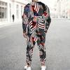 Men Distressed American Flag Star Stripe Print Long Sleeve Sweatshirt And Drawstring Jogger Pants Two Piece Outfit