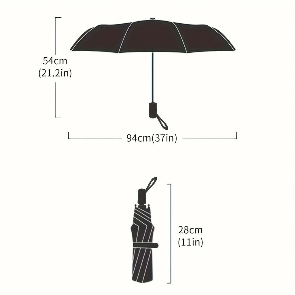 1PC - Portable, compact, transparent umbrella folding, fully automatic, transparent three fold umbrella rainproof