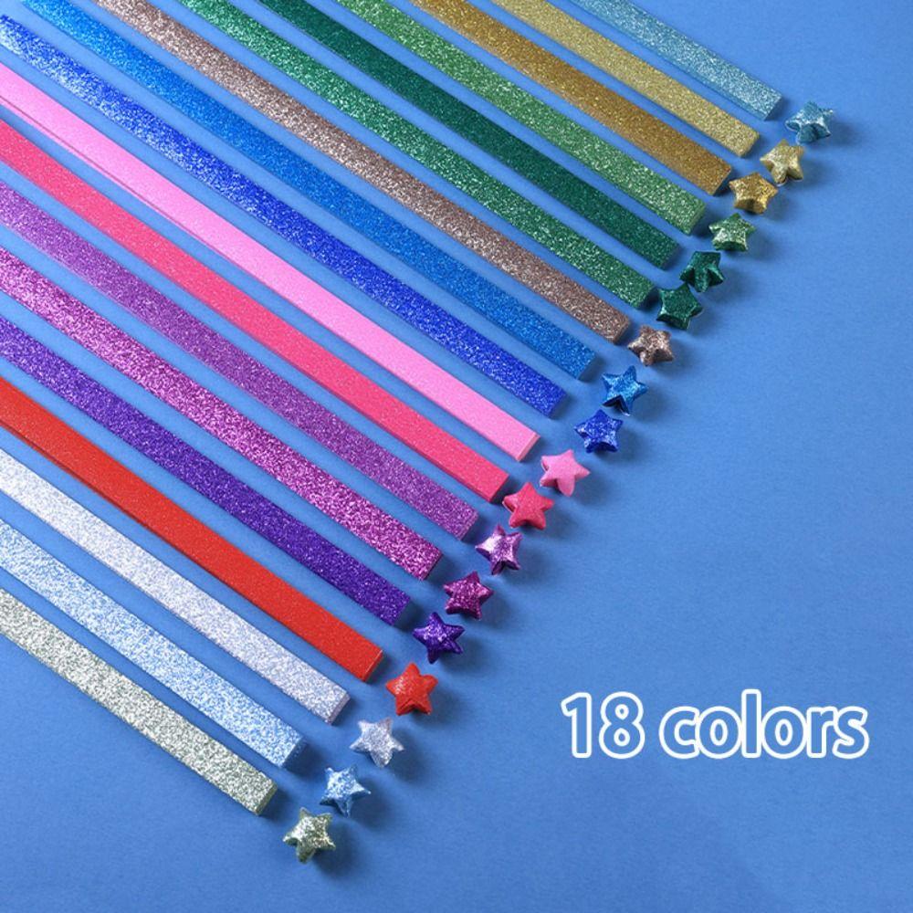 Glasflasche Glitzer Origami Sterne Papierstreifen Lichterkette Papierstern Glücksstern Papierfaltstreifen Dekorpapier