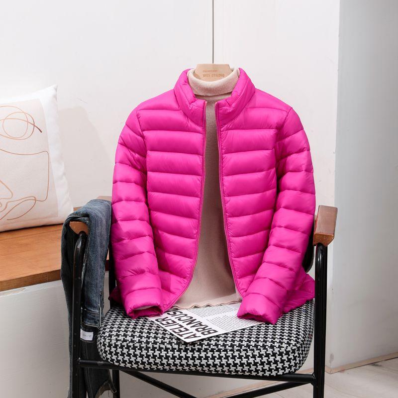 Gepolsterte Jacke Damen Winter Leichte Daunenjacke Stehkragen Lockere Kurze Jacke Gepolsterte Jacke