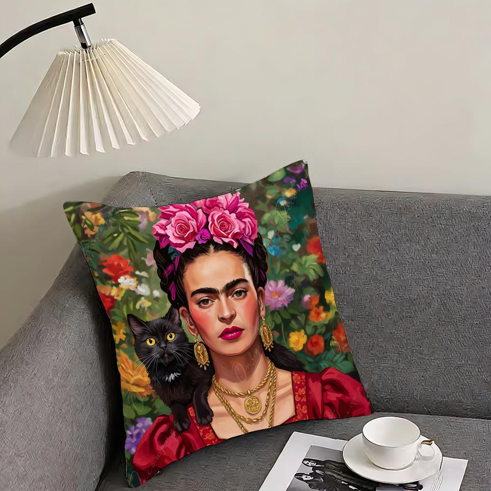 F-Fridas Painting Art Fashion Cushion Cover Pillowcase Ultra Soft Skin Friendly Fabric Cloud Like Comfort & Concealed Zipper
