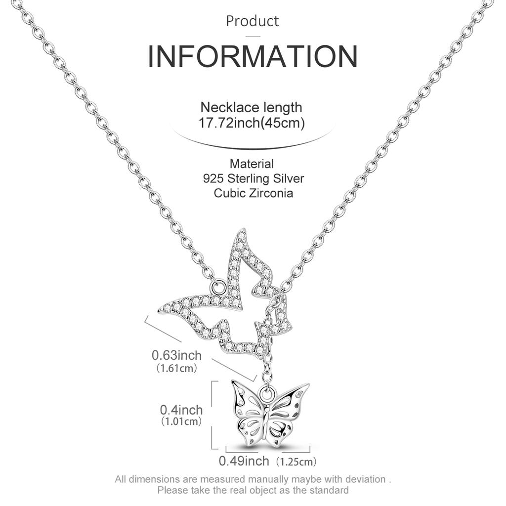 New 925 Silver Necklace Zircon Heart Butterfly Simple Necklaces For Women Anniversary Birthday Jewelry Gift Female