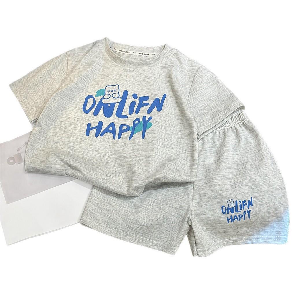 Childrens Cotton Short Sleeve Suit With Cartoon Prints For Summer Playtime