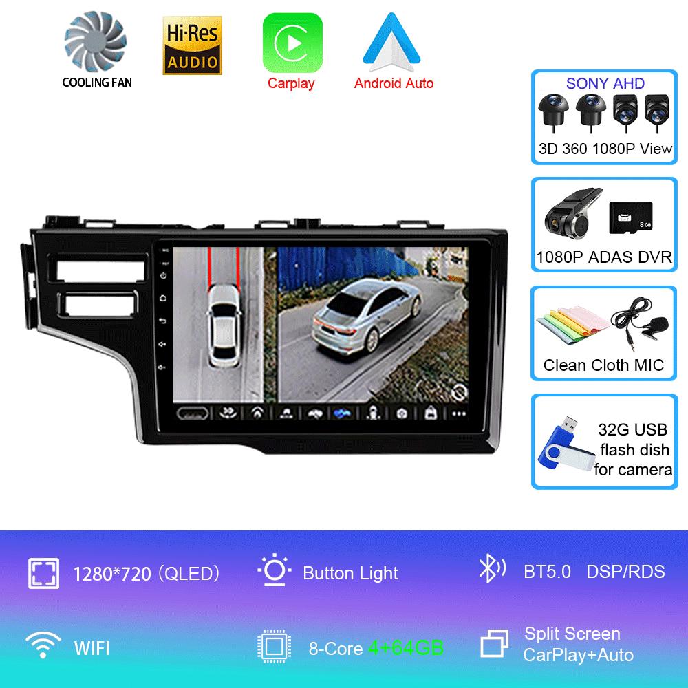 Car Radio Android 14 Carplay Auto Multimedia Player For Honda Fit Jazz 2014 2015 2016 2017 Autoradio GPS Stereo 2din Head Unit