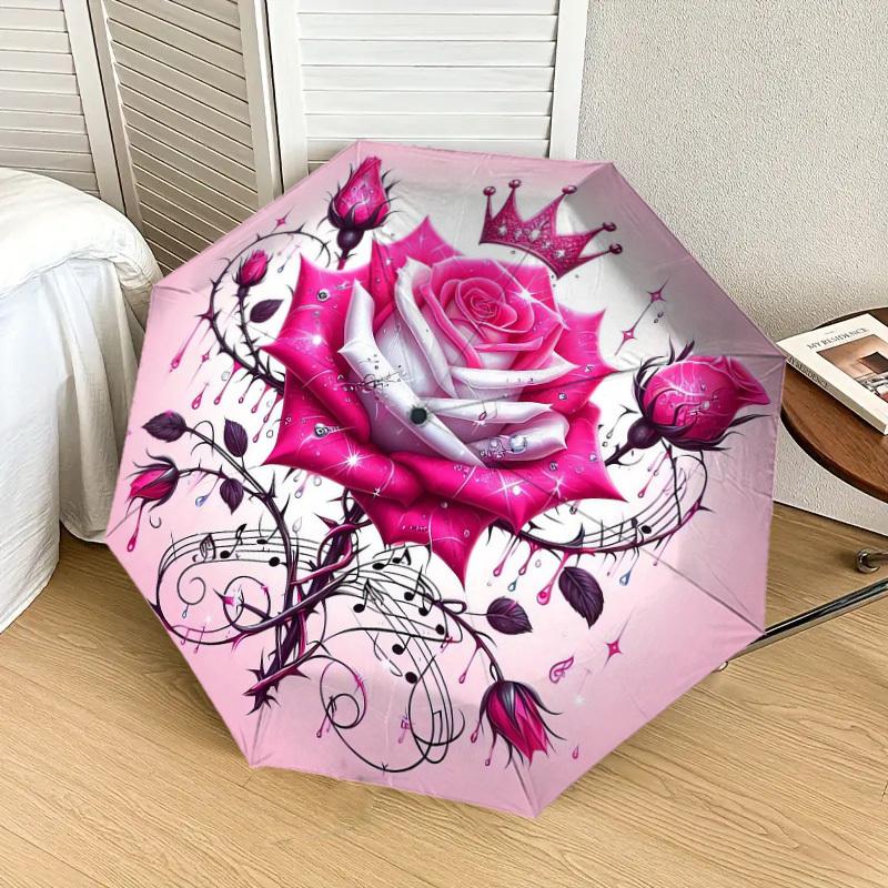 1pc Rose Crown Pattern Umbrella  Automatic Opening and Closing Umbrella, High quality Umbrella, Ideal Gift for Her 185