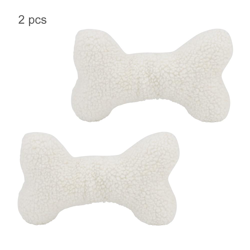 2pcs White Bone Squeaky Small Dog Toys Plush Bone Chew Pet Toy