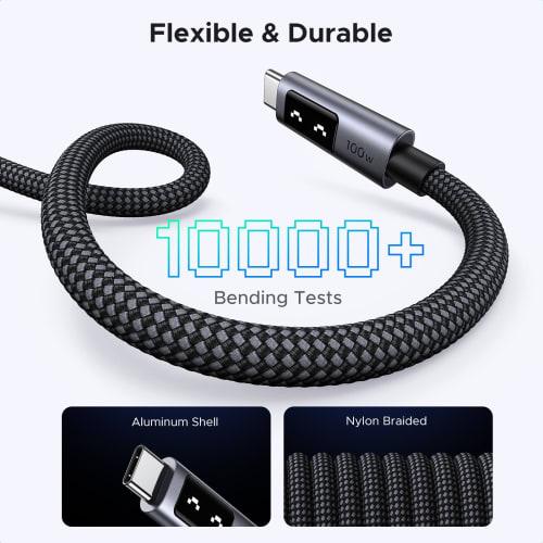 UGREEN Uno Type C kaabel 100W/5A PD3.0 ülikiire laadimine E-maker kiip LED naeratuse visualiseerimine nailonpunutis Kõrge vastupidavus USB C to USB C ühilduv w