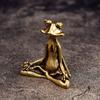 Messing Yoga Frosch Statue Mini Frosch Figur Kung Fu Tee Dekoration Zen Meditation Frosch Skulptur Heim Dekoration Zubehör