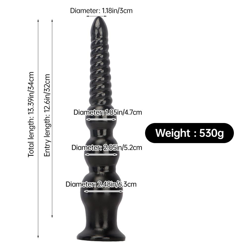 34cm Black PVC Dildo Butt Plug Masturbator Anal Dilator Strap on Cock Realistic Penis Sex Toy