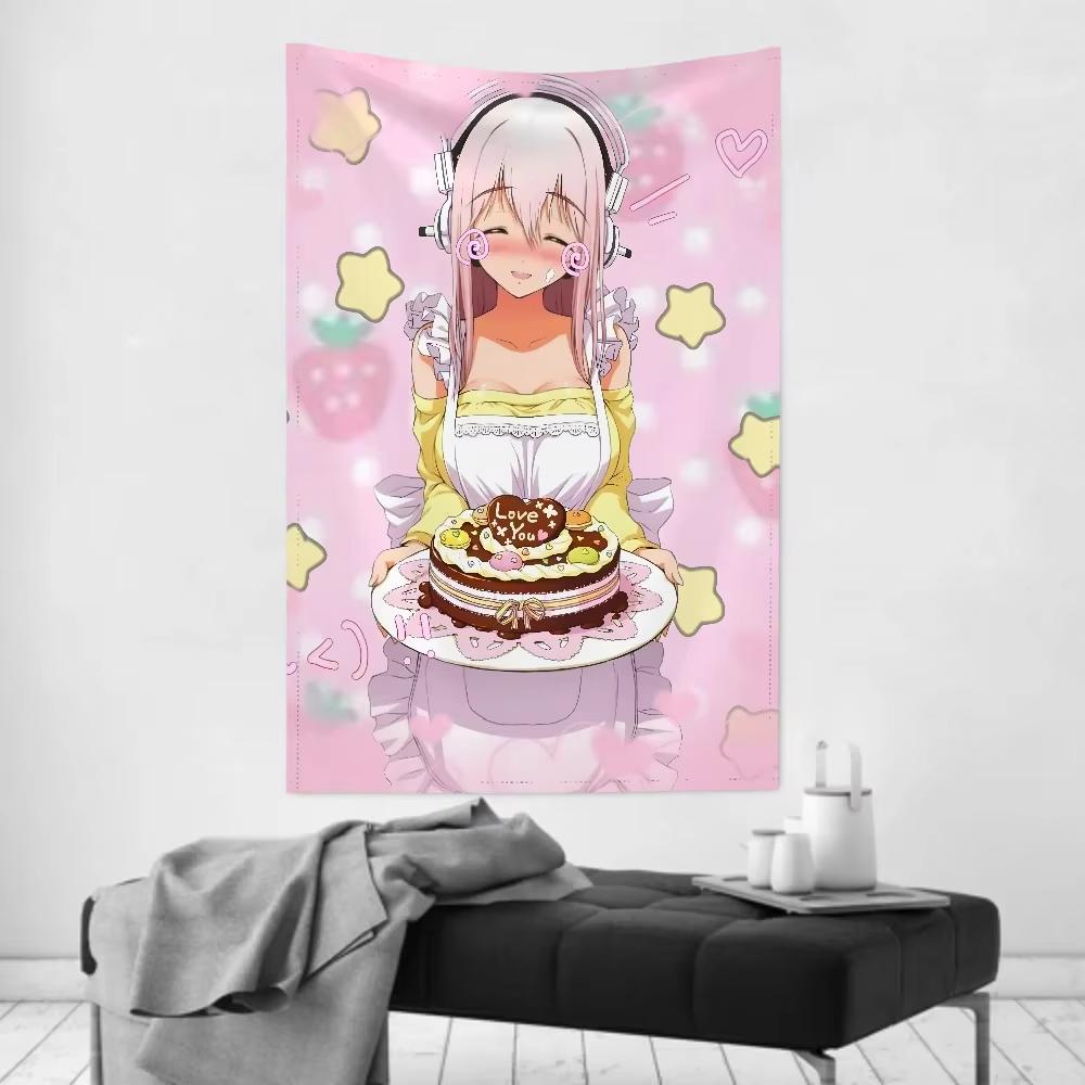 Ink Moe Aesthetic Room Tapestry Super Sonico Theme Kawaii Bedroom Dorm Decor