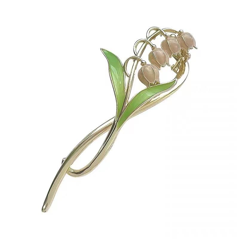New Women Elegant Gold Lily of The Valley Geometric Crab Claw Hair Hairpin Clips Vintage Metal Headband Hair Accessories